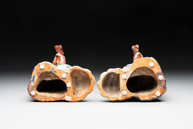 A rare pair of Chinese famille rose models of phoenixes, Qianlong