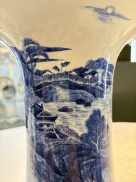 A Chinese blue and white 'riverscape' 'yenyen' vase, 19th C.