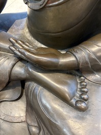 An exceptionally large Nepalese bronze figure of Buddha, 19th C.