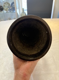 A large Chinese bronze 'hu' vase with luduan-form handles, Yuan