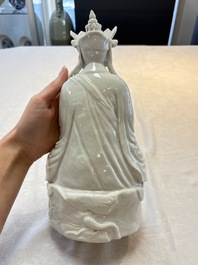 A Chinese white-glazed figure of Xuanzang, Cai Chang Tai 蔡昌泰造 mark, 20th C.