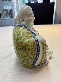 Two Chinese famille rose Milefo Buddhas, Zhu Mao Ji 朱茂記造 mark, 20th C.
