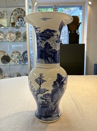 A Chinese blue and white 'riverscape' 'yenyen' vase, 19th C.