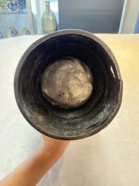 A large Chinese bronze 'hu' vase with luduan-form handles, Yuan