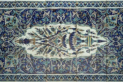 An Ottoman K&uuml;tahya tile panel, inscribed by Muhammad Abin, student of Muhammad Ali, Turkey, 19th C.