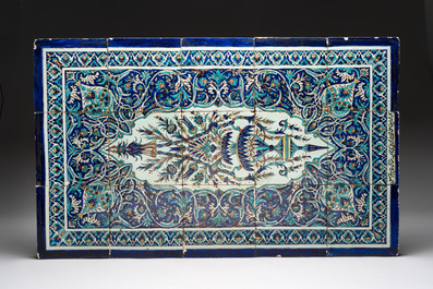 An Ottoman K&uuml;tahya tile panel, inscribed by Muhammad Abin, student of Muhammad Ali, Turkey, 19th C.
