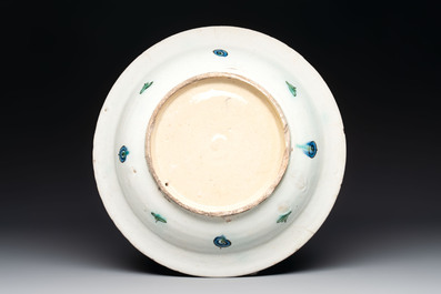 A polychrome Iznik pottery dish with floral design, Turkey, ca. 1600