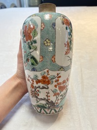 A pair of famille verte-style ovoid jars and covers, Samson, Paris, 19th C.