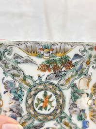 A Chinese Canton famille verte tile, 19th C.
