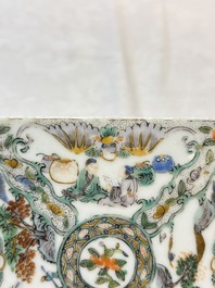 A Chinese Canton famille verte tile, 19th C.