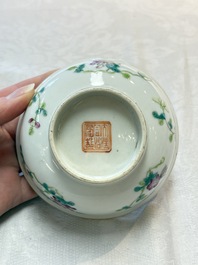 Three Chinese famille rose bowls, Tongzhi and Guangxu marks, 19th C.