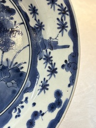 A Japanese blue and white 'peacock' dish, Edo, 17/18th C.
