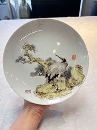 Five Chinese polychrome plates, signed Zou Furen 邹甫仁, dated 1989