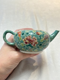A Chinese famille rose bowl and a teapot for the Straits or Peranakan market, 19th C.