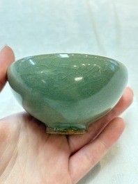 A Chinese green-glazed 'jun' tea bowl, Song/Yuan