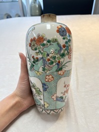 A pair of famille verte-style ovoid jars and covers, Samson, Paris, 19th C.