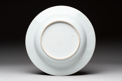 A Chinese armorial soup plate with the arms of Saunders for the English market, Qianlong, ca. 1745