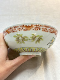 Three Chinese famille rose bowls, Tongzhi and Guangxu marks, 19th C.