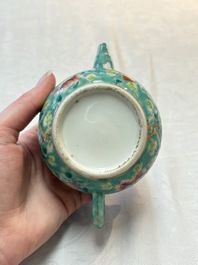 A Chinese famille rose bowl and a teapot for the Straits or Peranakan market, 19th C.