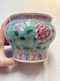 A Chinese famille rose turquoise-ground bowl for the Straits or Peranakan market, 19th C.