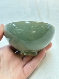 A Chinese green-glazed 'jun' tea bowl, Song/Yuan