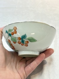 Three Chinese famille rose bowls, Tongzhi and Guangxu marks, 19th C.