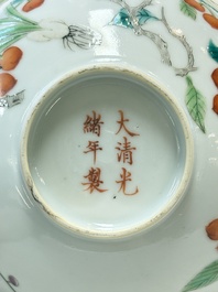 Three Chinese famille rose bowls, Tongzhi and Guangxu marks, 19th C.