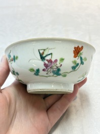 Three Chinese famille rose bowls, Tongzhi and Guangxu marks, 19th C.