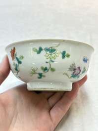 Three Chinese famille rose bowls, Tongzhi and Guangxu marks, 19th C.