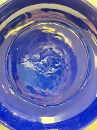 A Chinese sacrificial blue-glazed plate, Guangxu mark and of the period