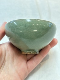 A Chinese green-glazed 'jun' tea bowl, Song/Yuan