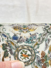 A Chinese Canton famille verte tile, 19th C.