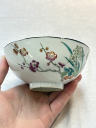 Three Chinese famille rose bowls, Tongzhi and Guangxu marks, 19th C.