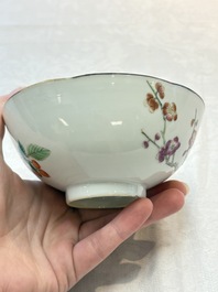 Three Chinese famille rose bowls, Tongzhi and Guangxu marks, 19th C.