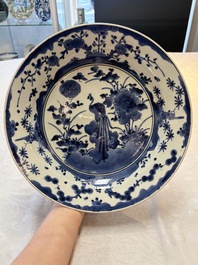 A Japanese blue and white 'peacock' dish, Edo, 17/18th C.