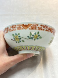 Three Chinese famille rose bowls, Tongzhi and Guangxu marks, 19th C.