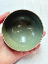 A Chinese green-glazed 'jun' tea bowl, Song/Yuan