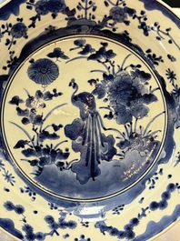 A Japanese blue and white 'peacock' dish, Edo, 17/18th C.