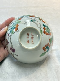 Three Chinese famille rose bowls, Tongzhi and Guangxu marks, 19th C.