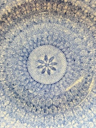A Chinese blue and white plate with stylised floral design, Guangxu mark and of the period