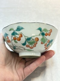 Three Chinese famille rose bowls, Tongzhi and Guangxu marks, 19th C.