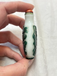 A diverse group of four Chinese snuff bottles, one with Qianlong mark, 19th C.