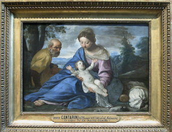 A framed Italian maiolica 'biblical subject' plaque, Castelli, 18th C.