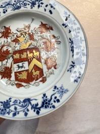 A rare Chinese Imari-style armorial soup plate with the arms of Gough impaling Hynde for the English market, Kangxi, ca. 1720