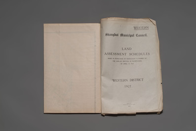 A collection of Land Assessment Schedules, issued by the Shanghai Municipal Council, dated 1927
