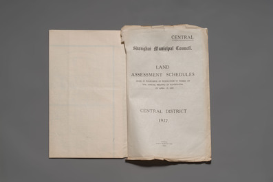 A collection of Land Assessment Schedules, issued by the Shanghai Municipal Council, dated 1927