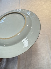 A pair of Chinese famille rose armorial soup plates with the arms of Longden for the English market, Qianlong, ca. 1748