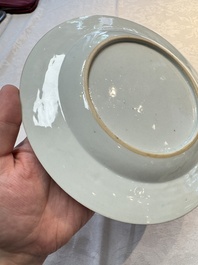 A pair of Chinese famille rose armorial soup plates with the arms of Longden for the English market, Qianlong, ca. 1748