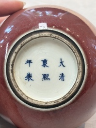 Five Chinese monochrome wares, Kangxi, Yongzheng and Qianlong marks, 19th C.