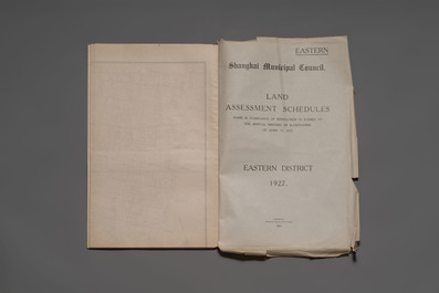 A collection of Land Assessment Schedules, issued by the Shanghai Municipal Council, dated 1927